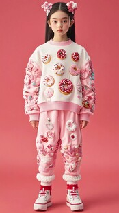 甜美萌娃的甜甜圈主题穿搭