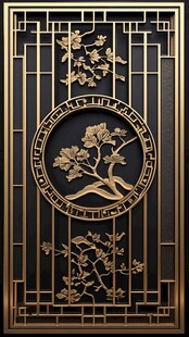 中式雕花金属屏风装饰