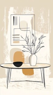 简约风室内茶几装饰插画