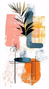 抽象植物几何图形艺术画