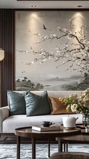 中式客厅 雅致墙画与舒适软装