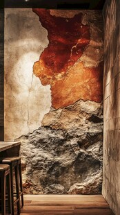 独特岩石墙面室内场景