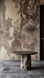 复古风墙面搭配个性圆台