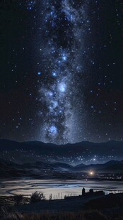 璀璨星空下的静谧山水