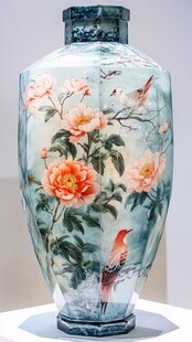 花鸟绘彩瓷瓶 古韵雅致