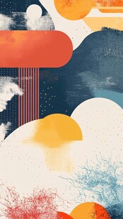 抽象多彩几何艺术风景图