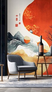 中式山水风客厅装饰墙