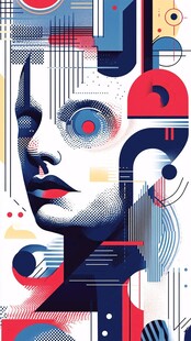 抽象几何风格女性头像插画