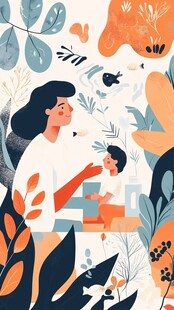 母亲与孩子的温馨互动场景