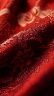 深红锦缎花纹精美细节
