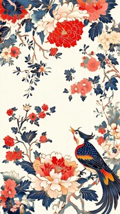 中式花鸟图 典雅花卉与鸟