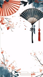 古风折扇花卉中式背景图