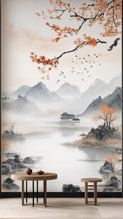 中式山水意境背景墙装饰
