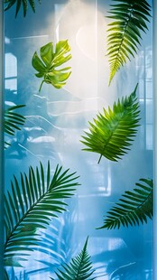 梦幻蓝绿植物背景图