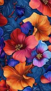 缤纷绚丽芙蓉花图案背景