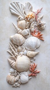 贝壳珊瑚组成的海洋装饰