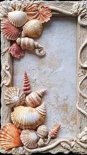贝壳装饰的复古风相框
