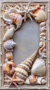 贝壳海星装点的精美框架