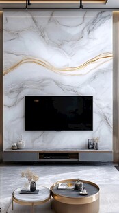 现代轻奢风大理石电视背景墙