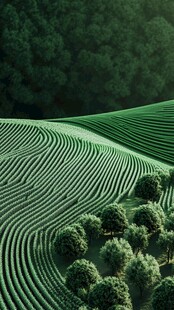 层叠绿意茶园与林木景致