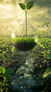 灯泡中生长的绿色希望