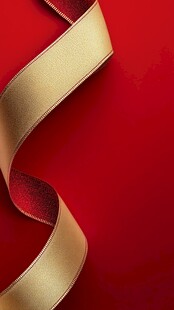 红底金色螺旋缎带装饰