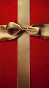 红色背景上的金色蝴蝶结