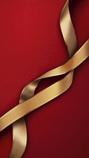 红底金色丝带装饰图案