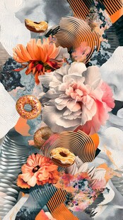 花卉与甜点的梦幻拼贴画