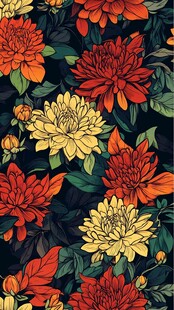 多彩花卉图案 复古风设计