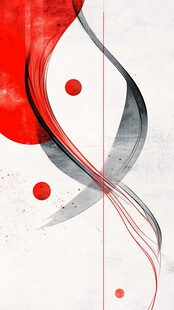 抽象线条红黑艺术图案