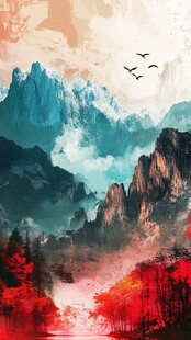 水墨山水间的诗意自然景致