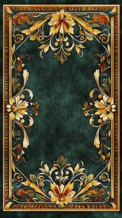 复古花纹绿色装饰地毯