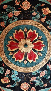 中式传统花卉彩绘图案