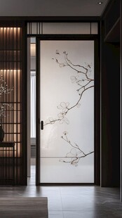 中式禅意玻璃门室内景致
