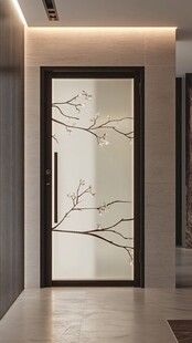 中式简约玻璃门室内一角