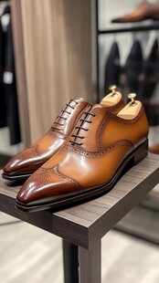 精致棕色雕花男士皮鞋