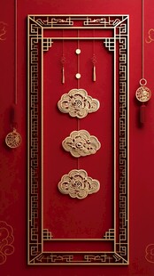 中式红墙挂饰喜庆迎新春