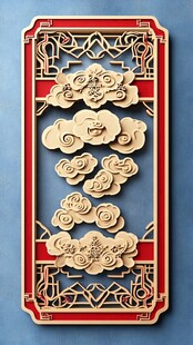 中式木雕云纹装饰挂件