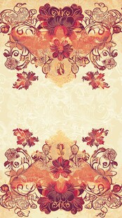 复古花卉对称装饰图案