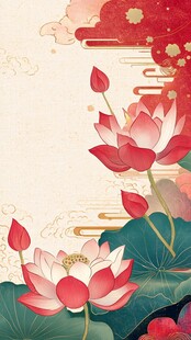 国风荷花背景图