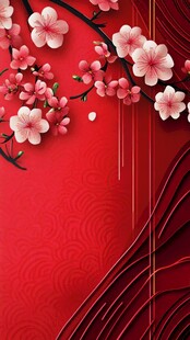 红梅映红底 中式典雅风