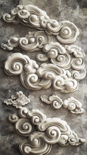 中式云纹石雕装饰图案