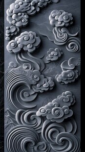 中式云纹浮雕艺术图案