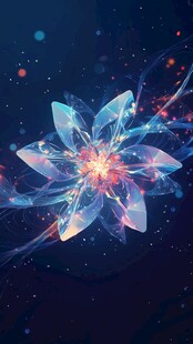 梦幻炫彩花朵绽放于星空
