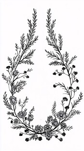 手绘植物花环装饰图案