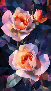 梦幻几何风绽放的玫瑰花