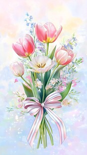 梦幻郁金香花束插画