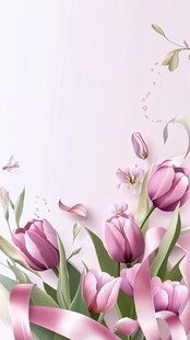 粉色郁金香浪漫花卉背景