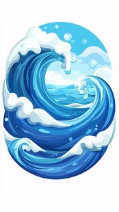 蓝色海浪插画
